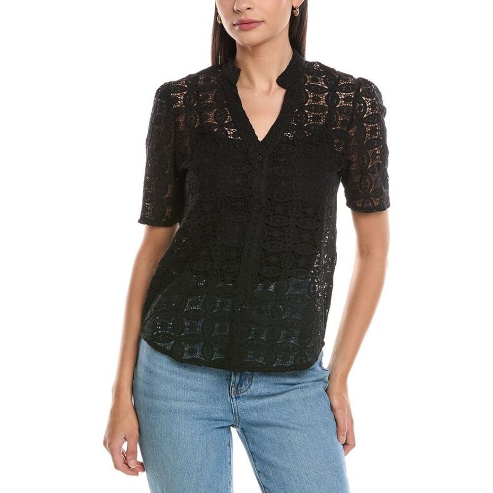 Anna Kay Womens Milliete Lace Blouse, Black